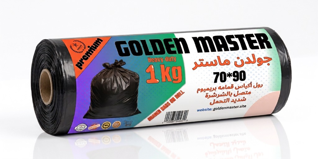 رول أكياس قمامة بريميوم جولدن ماستر 70×90 سم 1 كجم